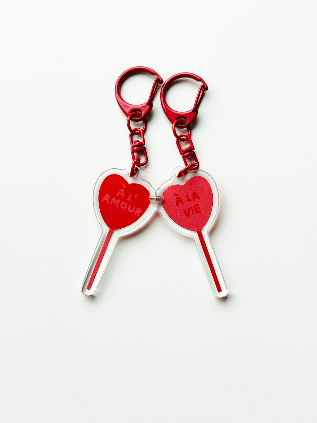 Porte-clés double sucettes coeur