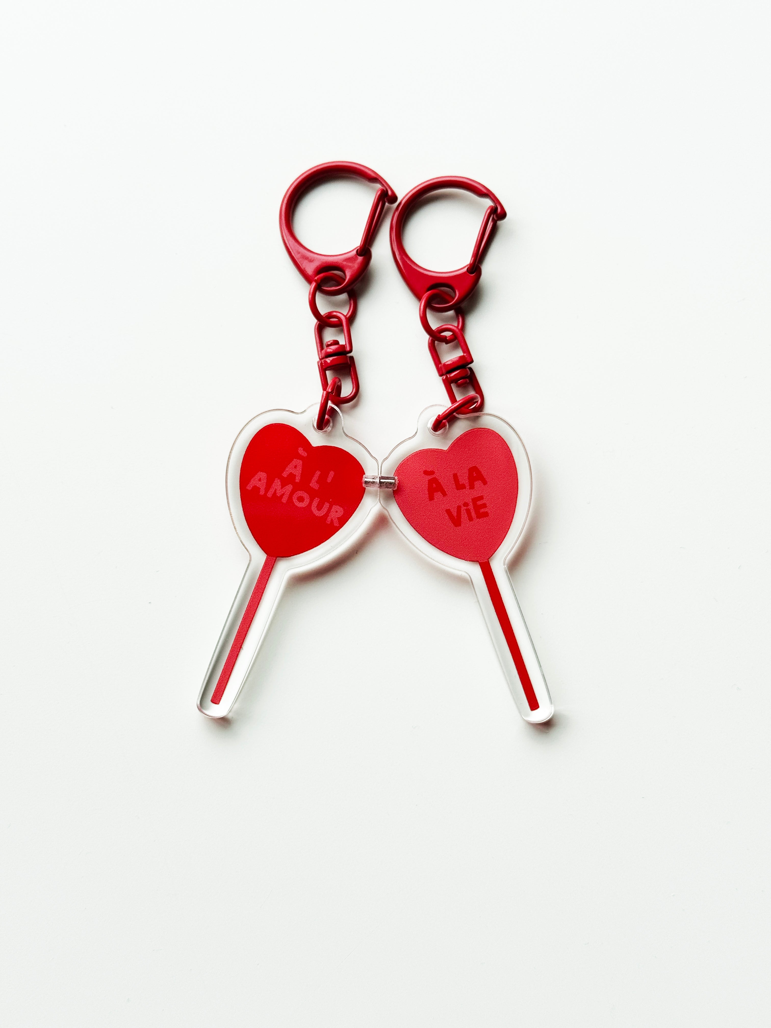 Porte-clés double sucettes coeur
