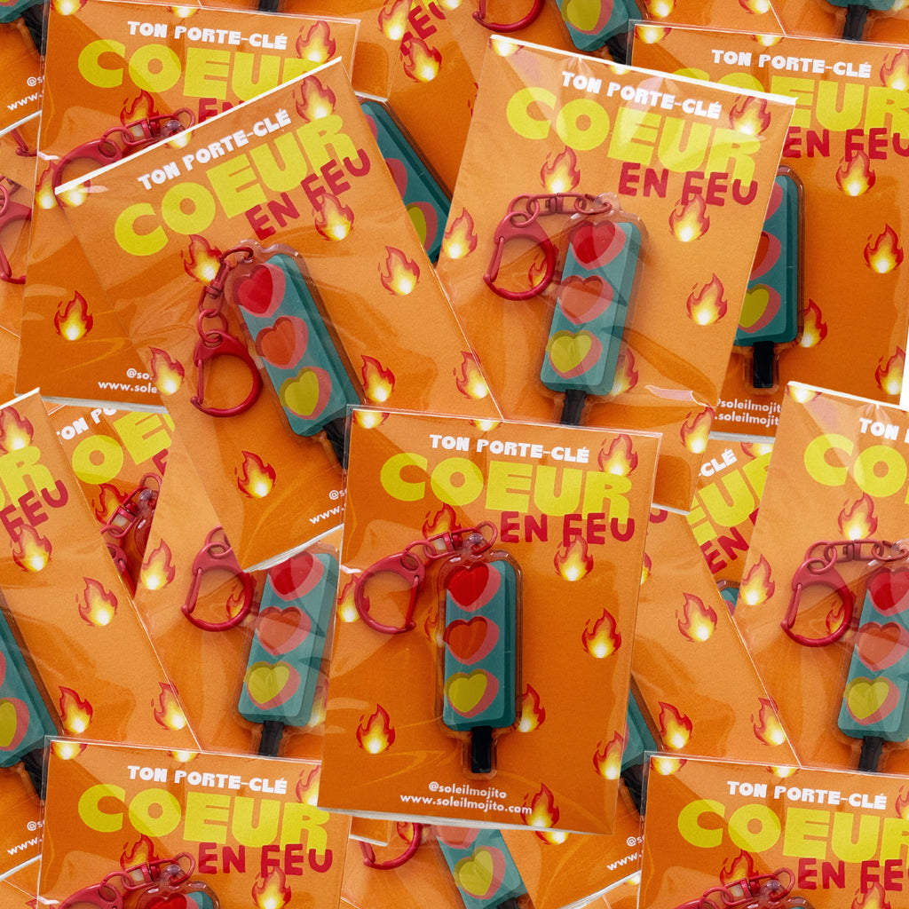 Porte-clés Coeur en feu